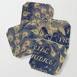 Pride and Prejudice by Jane Austen Vintage Peacock Book Cover Coaster