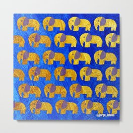 Golden elephant ecopop Metal Print | Safari, Acrylic, Comic, Jungle, Graphicdesign, India, Vector, Elephant, Adultcoloring, Illustration 