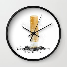 Quit smoking with stubbed out cigarette on white Wall Clock | Photo, Damage, Quitting, Burn, Smoking, Stop, Toxic, End, Healthcare, Quit 
