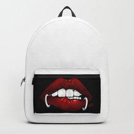 Lip Snake Biting Red Pierced on Black Backpack | Cartoon, Snake, Wet, Black, Lips, Pierce, Digital, People, Sexy, Illustration 