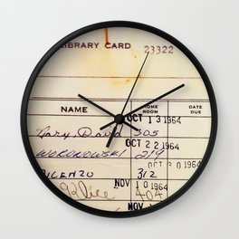 Library Card 23322 Wall Clock | 23322, Color, Librarybook, Book, Librarycard, Graphicdesign, Curated, Buffalo, Vintage, Library 