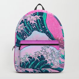 Vaporwave Aesthetic Great Wave Off Kanagawa Synthwave Sunset Backpack | Graphicdesign, Aesthetic, Japanesewave, Retrowave, Vaporwaveaesthetic, Japan, Retro, Fuji, Vibe, Ocean 