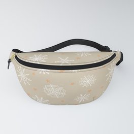 Snowflakes and Stars on Kraft Paper Fanny Pack