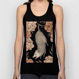 The Opossum and Peonies Tank Top | Graphite, Nature, Opossum, Illustration, Roses, Botanical, Digital, Possum, Drawing, Curated 
