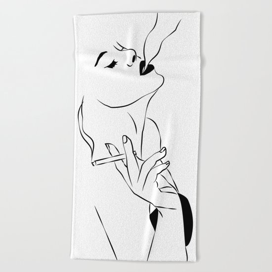 Woman Smoking Line Art Female Face Sketch Minimal Abstract