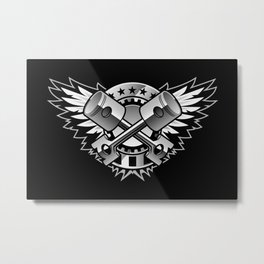 Crossed Pistons and Wings with Stars and Stripes Logo for the Car and Motorcycle Enthusiast Metal Print | Crossed, Streetrod, Mechanic, Stars, Chrome, Shop, Design, Classiccars, Art, Wings 