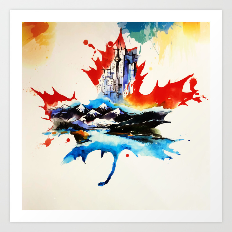 Vintage Canada Maple Leaf Travel Love Watercolor Art Print By Nguyen Duc Society6