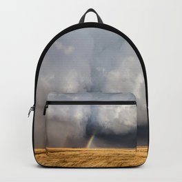 Follow the Rainbow - Rainbow Between Tornado and Storm Clouds on Spring Day in Kansas Backpack | Aesthetic, Photo, Storm, Stormclouds, Kansas, Tornado, Naturephotography, Picture, Curated, Scenery 