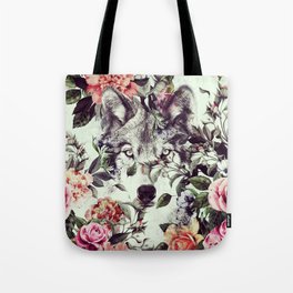 Floral Wolf Tote Bag