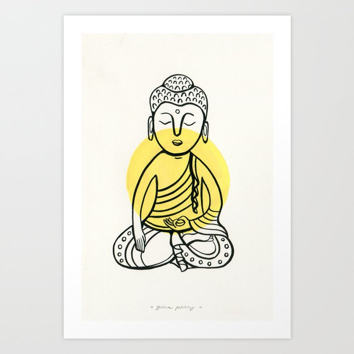 Yellow Buddha Art Print by Gina Perry | Society6