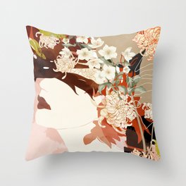 plant woman's day dream floral Throw Pillow
