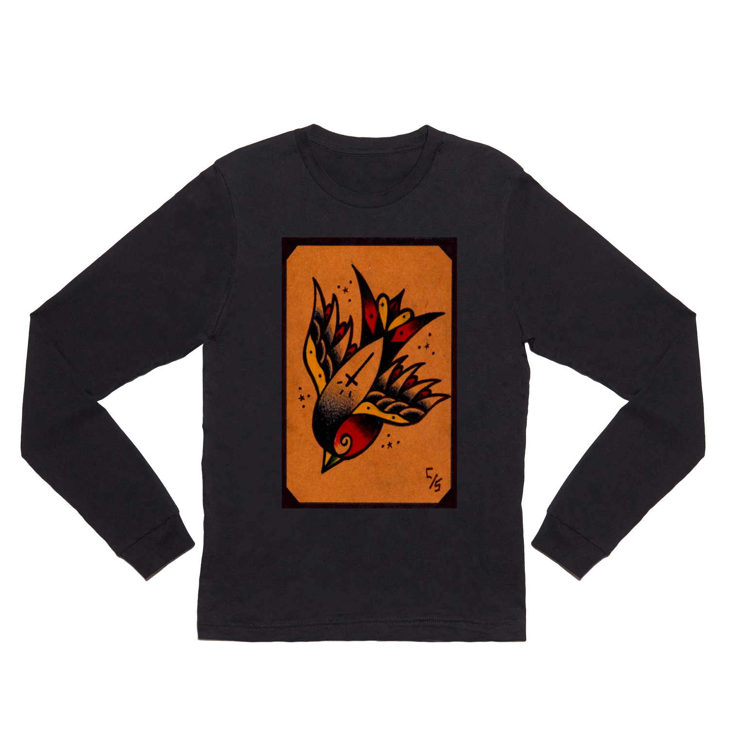 Traditional Tattoo Sparrow Long Sleeve T Shirt by sync1134 | Society6