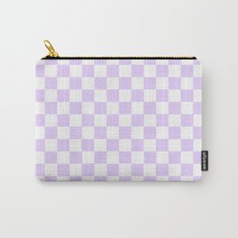 Large Chalky Pale Lilac Pastel Color and White Checkerboard Carry-All Pouch