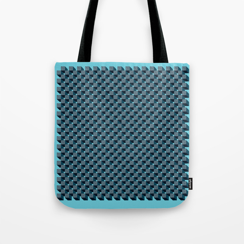 3d Cube Drawing Pattern Blue Green Tote Bag By Marcel2020