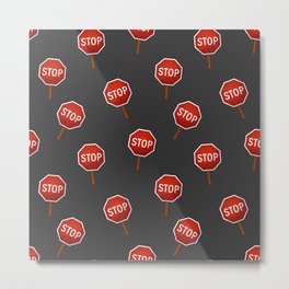 Stop sign Metal Print | Digital, Sign, Cartoon, Illustration, Pattern, Oil, Stop, Vector, Typography, Graphicdesign 