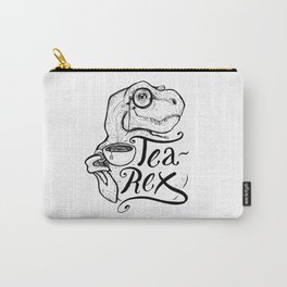 Tea-Rex Carry-All Pouch | Tea Rex, Fun, Drawing, Tealover, Punny, Illustration, Popart, Tea, Black and White, Mug 
