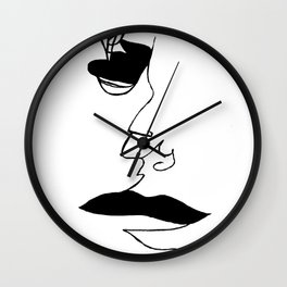 SILHOUETTE Wall Clock | Black And White, Figurative, Cindycruzrivera, Pattern, Cartoon, Digital, Vector, Watercolor, Drafting, Graphite 