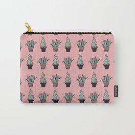 Cactus and Aloe Vera on pink Carry-All Pouch