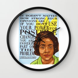 CORETTA Wall Clock | Color, Typography, Feministart, Humanrights, Printmaking, Feminist, Relief, Handlettering, Portrait, Painting 