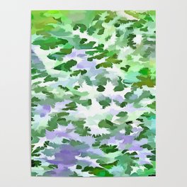 Foliage Abstract In Green and Mauve Poster