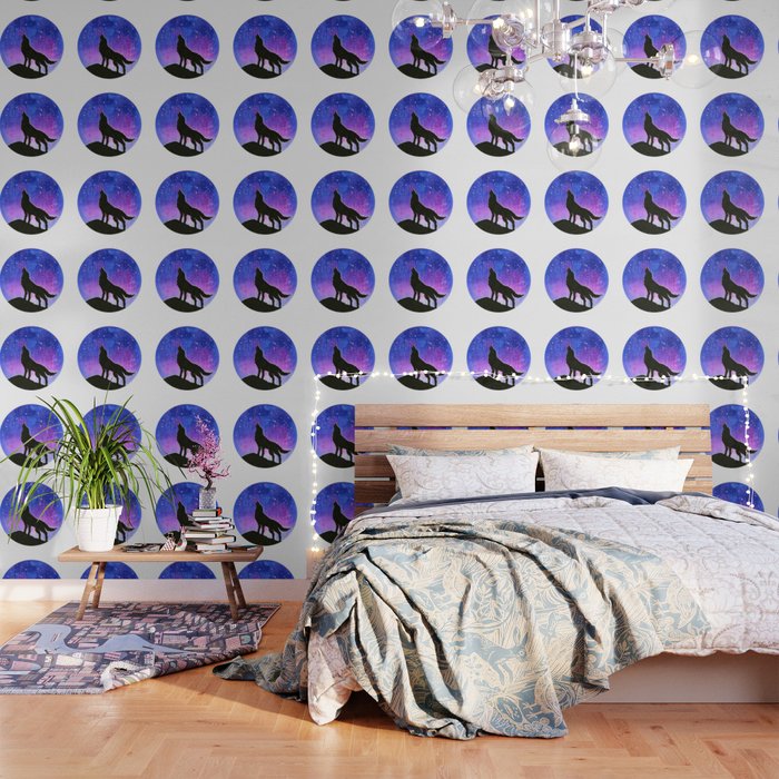 Galaxy Wolf Silhouette Wallpaper By Olechka Society6