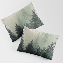 Foggy Pine Trees Pillow Sham | Green, Digital Manipulation, Landscape, Color, Pinetrees, Forest, Popart, Nature, Photo, Retro 