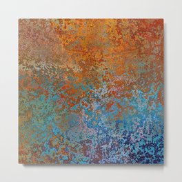 Vintage Rust, Terracotta and Blue Metal Print | Minimal, Boho, Colorful, Rust, Copper, Graphicdesign, Geometric, Marble, Metal, Rusty 