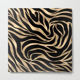 Elegant Metallic Gold Zebra Black Animal Print Metal Print | Trendygoldzebra, Blackgolddesign, Handdrawnzebra, Beautifulzebra, Wildjungle, Zebrastripes, Goldfoil, Animalprint, Glamgoldglitter, Animalzebra 