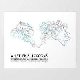 Whistler Blackcomb, BC, Canada - Minimalist Trail Map Kunstdrucke | Ski, Vector, Abstract, Whistlerblackcomb, Pop Art, Resort, Digital, Graphicdesign, Mountain, Illustration 