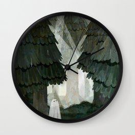 Pine Forest Clearing Wall Clock | Haunt, Forest, Woods, Pine, Digital, Light, Nature, Creepy, Curated, Sun 