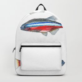 Tetra Pair Backpack | Lover, Fish, Watercolor, Goldfish, Biological, Tetra, Biology, Vintage, Aquarist, Botanical 