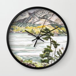 Franklin Carmichael - Lake La Cloche - Canada, Canadian Watercolor Painting - Group of Seven Wall Clock | Wilderness, Carmichael, Britishcolumbia, Canadian, Lake, Frank, Alberta, La, Mountains, Landscape 