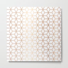 Geometric Hive Mind Pattern - Rose Gold #113 Metal Print | Simple, Beehive, Shape, Nature, Geometric, Clean, Decoration, White, Cool, Navy 