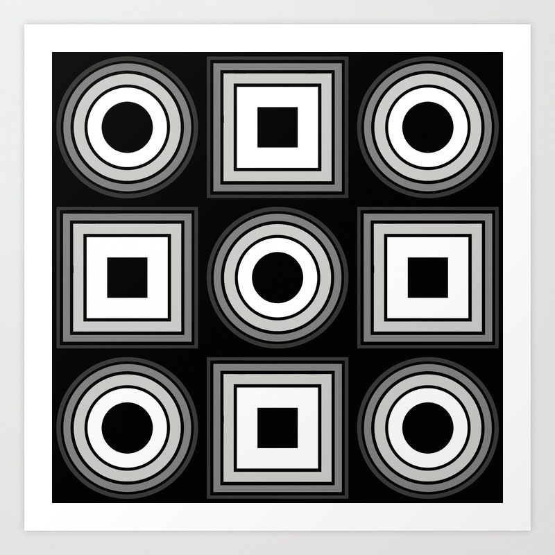 Fade To Black Abstract Black And White Geometric 3d Effect Artwork Art Print By Printpix Society6