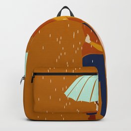 Romantic Rain Backpack | Woman, Pattern, Fashion, Terracotta, Aesthetic, Cute, Umberella, Bohemian, Classic, Romantic 