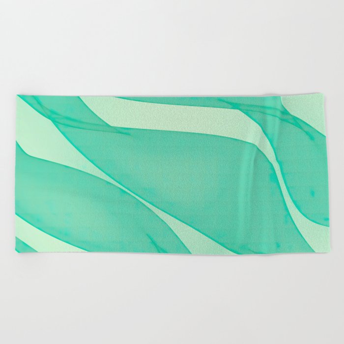 Abstract flowing ribbons in mint green Beach Towel by Wendy Townrow