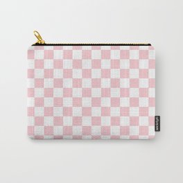 Large White and Light Millennial Pink Pastel Color Checkerboard Carry-All Pouch | Millennial, Light, Color, Digital, Solid, Pastel, Curated, Graphicdesign, Pink, Palepink 
