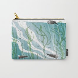 Otters Love Life Carry-All Pouch | Ocean, Marinelife, Otters, Cuteanimals, Animal, Seaotters, Underwater, Oceanlife, Painting, Cartoonanimals 