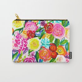 Bright Colorful Floral painting Carry-All Pouch | Summer, Pattern, Art, Painted, Artwerks, Floralmask, Vibrant, Spring, Floral, Neon 
