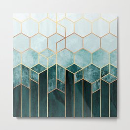Teal Hexagons Metal Print | Geo, Geometry, Graphicdesign, Hexagons, Digital, Curated, Abstract, Modern, Teal, Geometric 