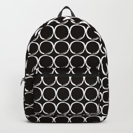 Painted white circles on black Backpack | Blackandwhite, Paintedpattern, Circlepattern, Minimaltype, Minimalistpattern, Graphicdesign, Blackdecor, Abstractpattern, Blackaccessories, Paintedcircle 