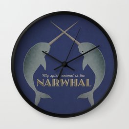Narwhal is my spirit animal Wall Clock | Nature, Animal, Graphic Design, Illustration 
