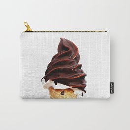 Danish soft Ice cream in a waffle cone on a white background Carry-All Pouch | Whitebackground, Summer, Vanilla, Refreshment, Icecream, Chocolateglaze, Scoop, Icecreamcone, Waffle, Single 