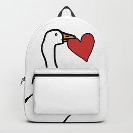 White Goose Steals Heart Backpack | Meme, Love, Goose, Joke, Kids, Drawing, Ellenhenryart, Valentines Day, Funny, Heart 
