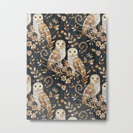 Wooden Wonderland Barn Owl Collage Metal Print | Brown, Digital, Nature, Tan, Owls, Collage, Leaves, Woods, Pattern, Cute 
