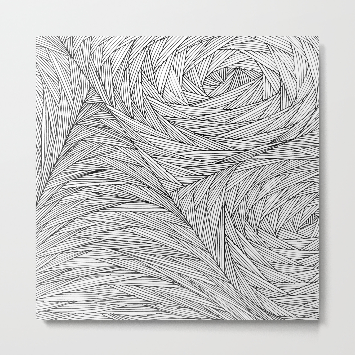Abstract Black And White Lines Pattern Drawing Metal Print By