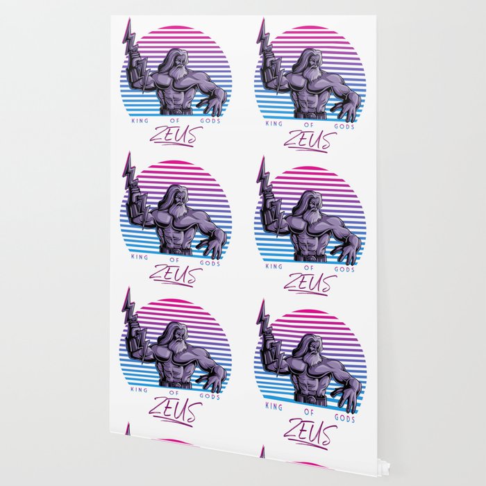 Zeus King Of Gods Greek Mythology 80s Neon Retro Wallpaper By Mintedfresh Society6