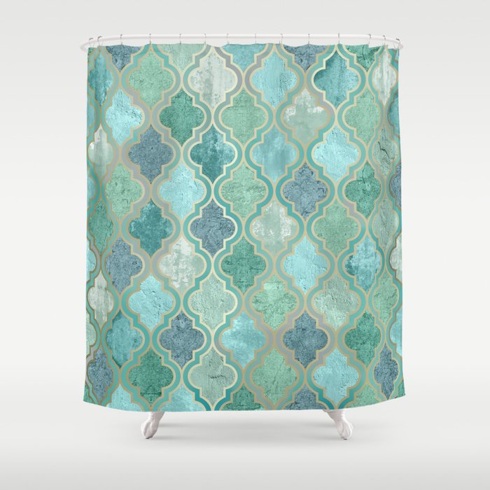 Moroccan Teal Green Shower Curtain by Megan Morris Society6