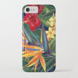 Tropical Paradise Hawaiian Floral Illustration iPhone Case | Beach, Flowers, Tropical, Plumeria, Painting, Hawaii, Scenery, Flora, Hawaiian, Floral 