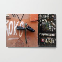 Shoe Parking Metal Print | Streetart, City, Graffiti, Italy, Shoes, Rome, Steet, Black, Wall, Decor 